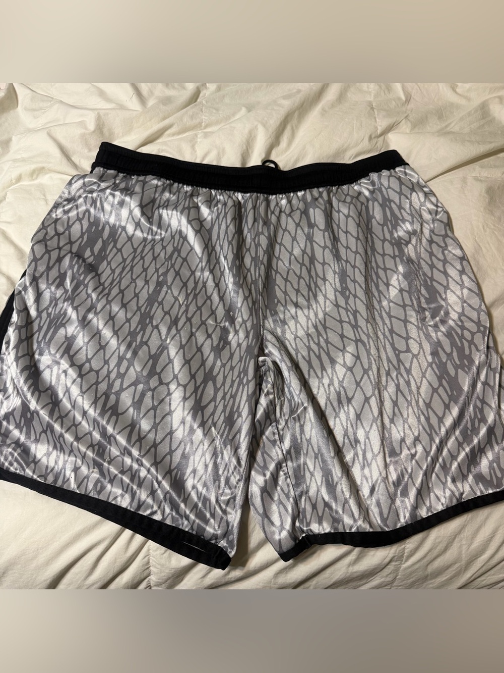 And1 Silver and Black Athletic Shorts with Scale Pattern